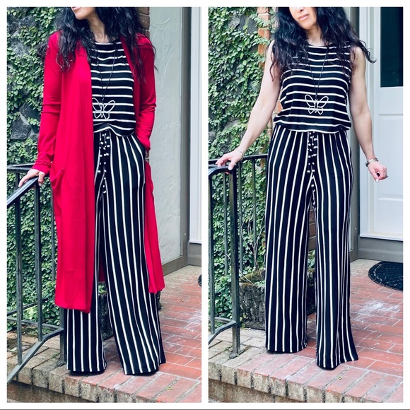 Fabulous striped wide leg jumpsuit with pockets - Picture 7 of 7